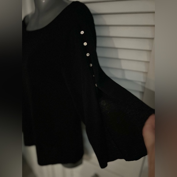 Anne Klein boat neck open split sleeve lightweight sweater Petite 8 vintage - Picture 3 of 15